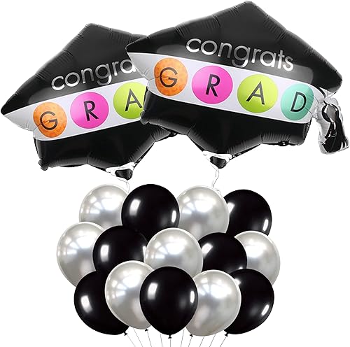 Miniatura 3 de KatchOn, Guirnalda de gorro de graduación azul de fieltro, 4 cuerdas con sombrero de graduación, paquete de 16, decoraciones de gorra de graduación