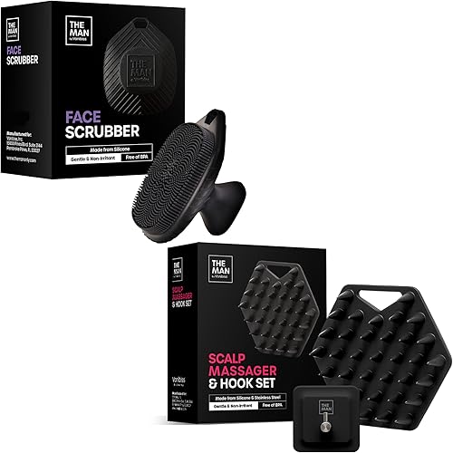 Limpiador facial de silicona y masajeador de cuero cabelludo con gancho - Paquete