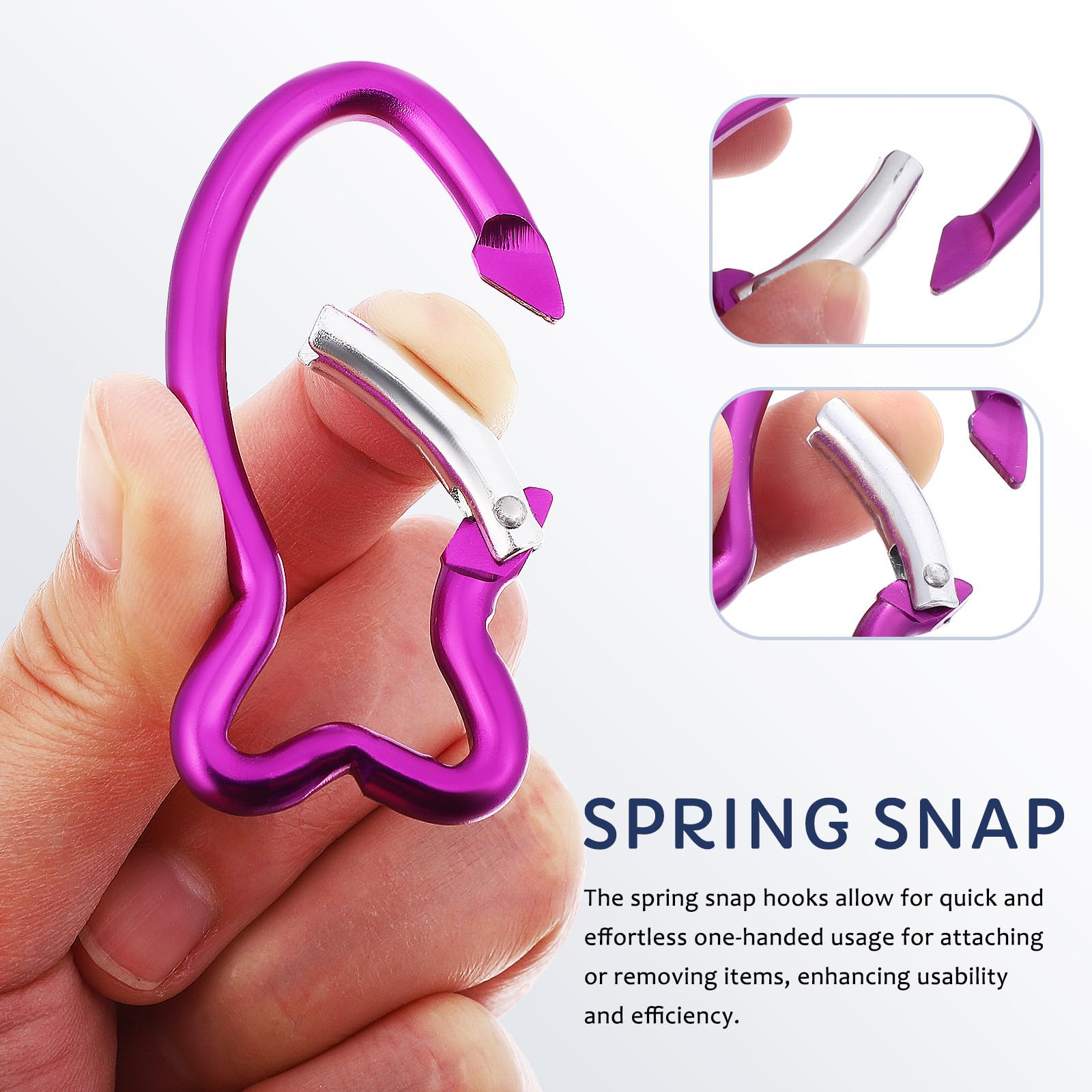 10 Stück Fischkarabiner aus Aluminium für Outdoor und Camping | Lila, für Schlüssel und Rucksäcke, Leicht, Einhändig Nutzbar, Schnell und Sicher zu Befestigen