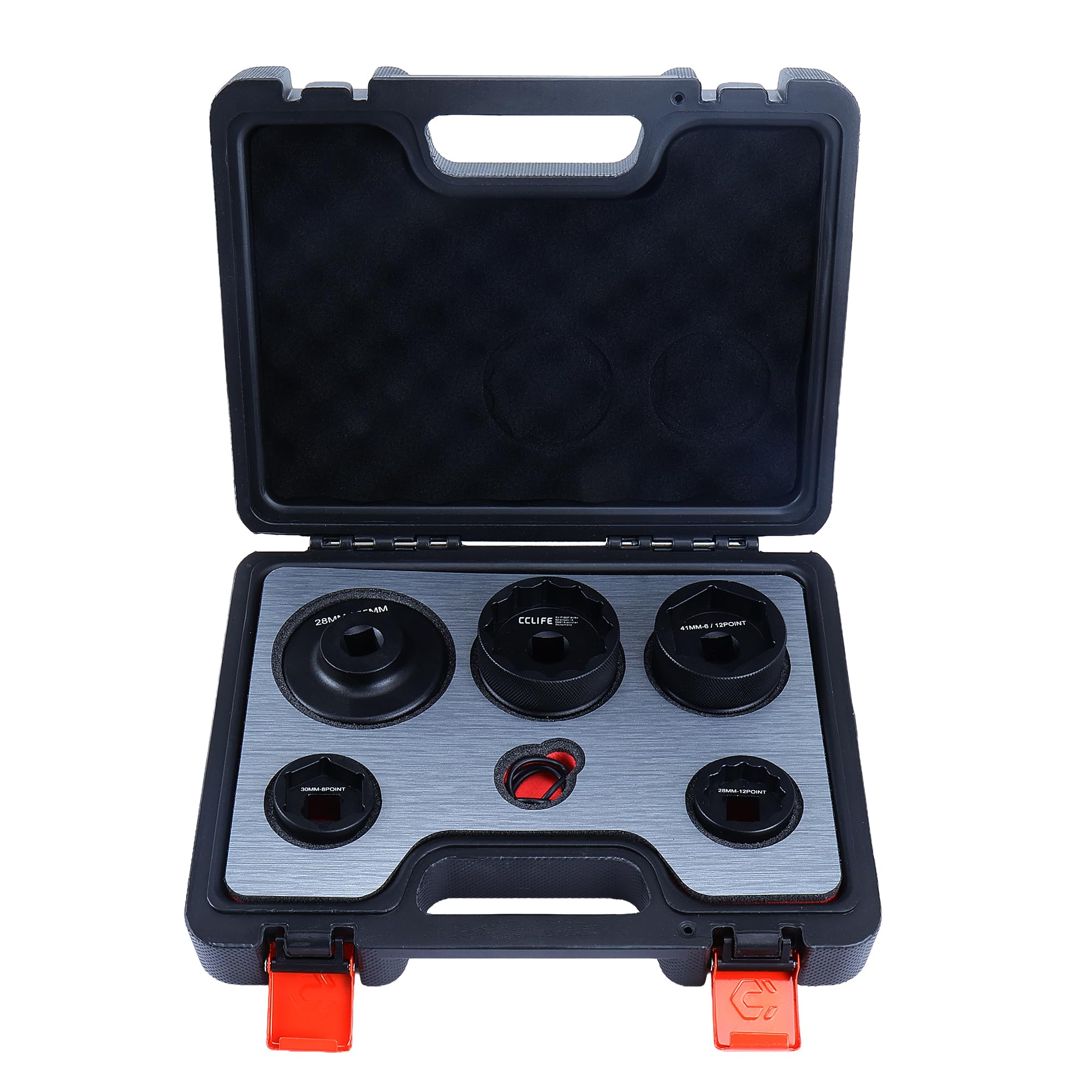 CCLIFE 8tlg Ducati Achsmutter Nuss Set, 55-28mm Radmutter Steckschlüssel | Profi 8tlg Set für Ducati Radwechsel. Inkl. 2-in-1 Kombi-Nuss & 12-/6-kant (55-28mm). Sicherer Ausbau für Vorder- & Hinterrad