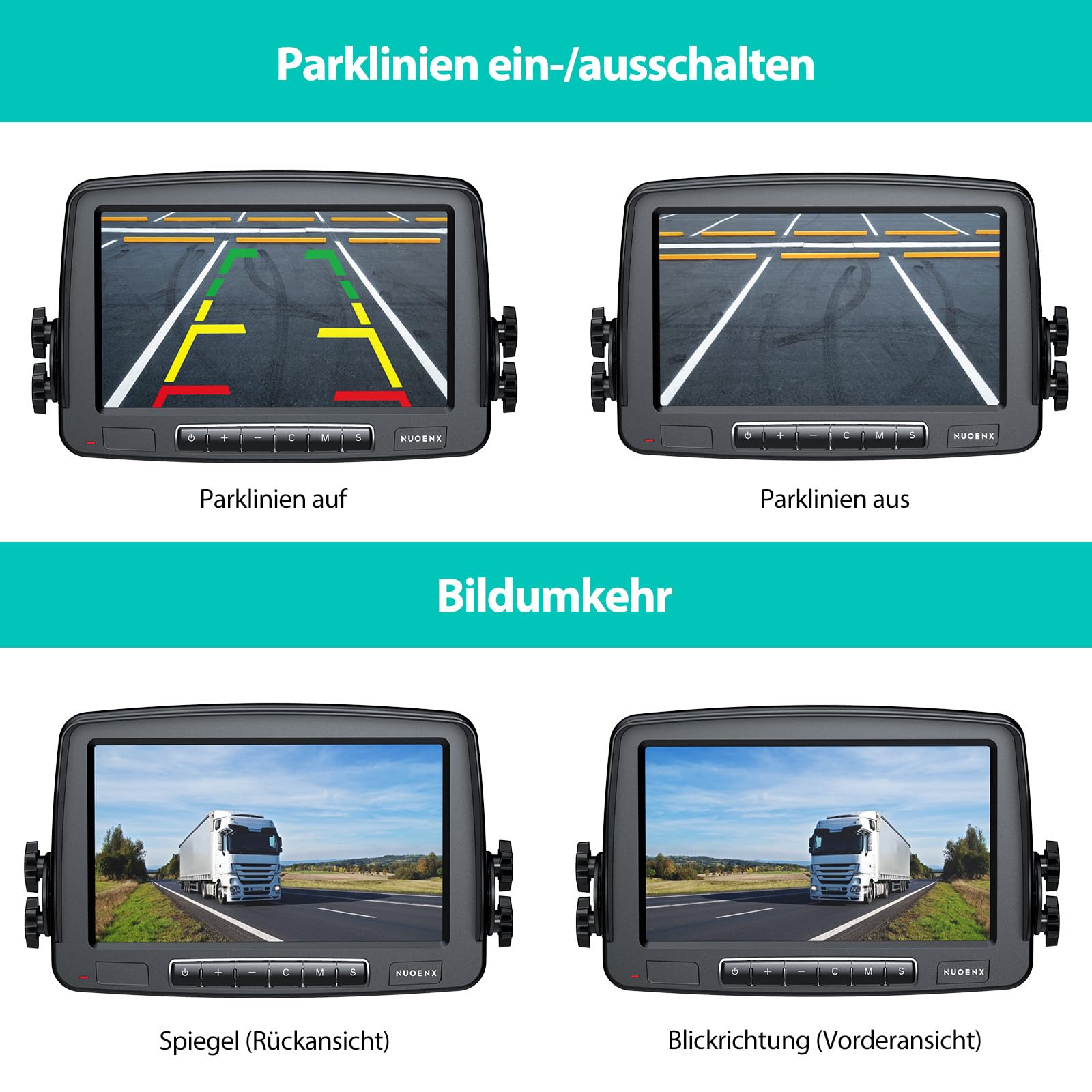 eRapta 7'' Kabellose Digital Rückfahrkamera Set, IP69 Wasserdicht, Nachtsicht für Wohnmobile Anhänger LKW