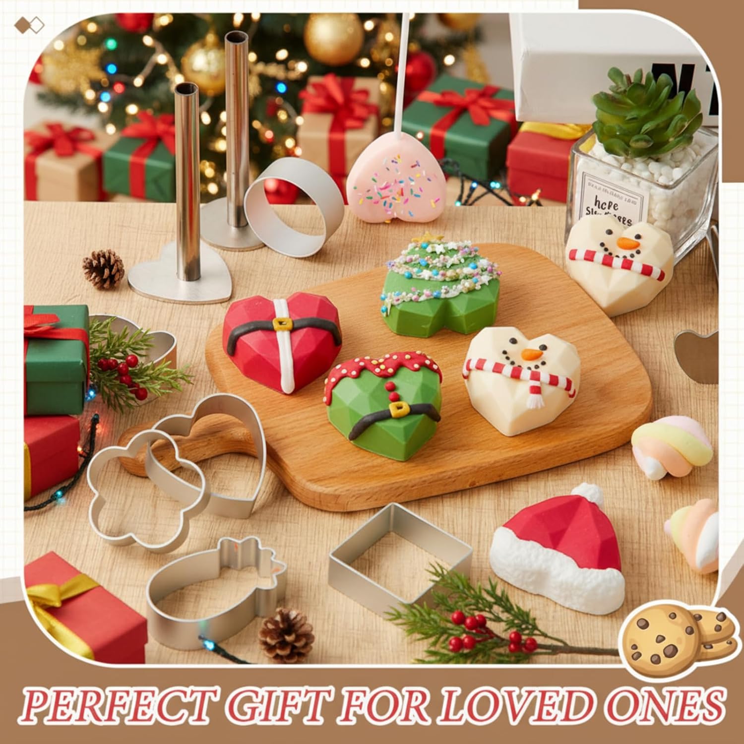 Honeydak 2 Pack Cake Pop Mold Set, Circle Heart Cutter Pusher Steel Tool