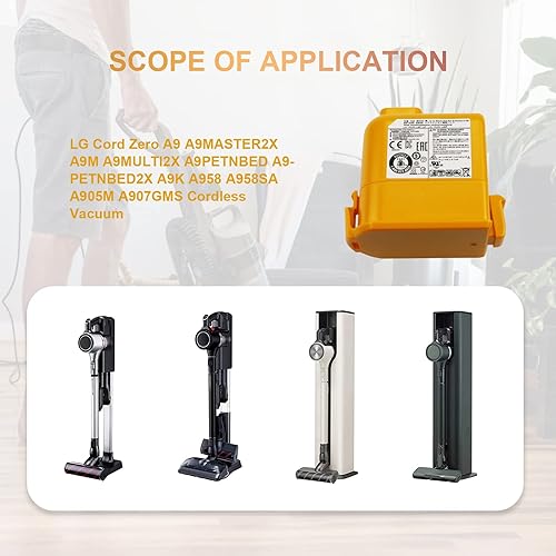 Miniatura 3 de ZTHY EAC63382201 Reemplazo de batería para LG Cord Zero A9 A9MASTER2X A9M A9MULTI2X A9PETNBED A9PETNBED2X A9K A958 A958SA A905M A907GMS Aspiradora