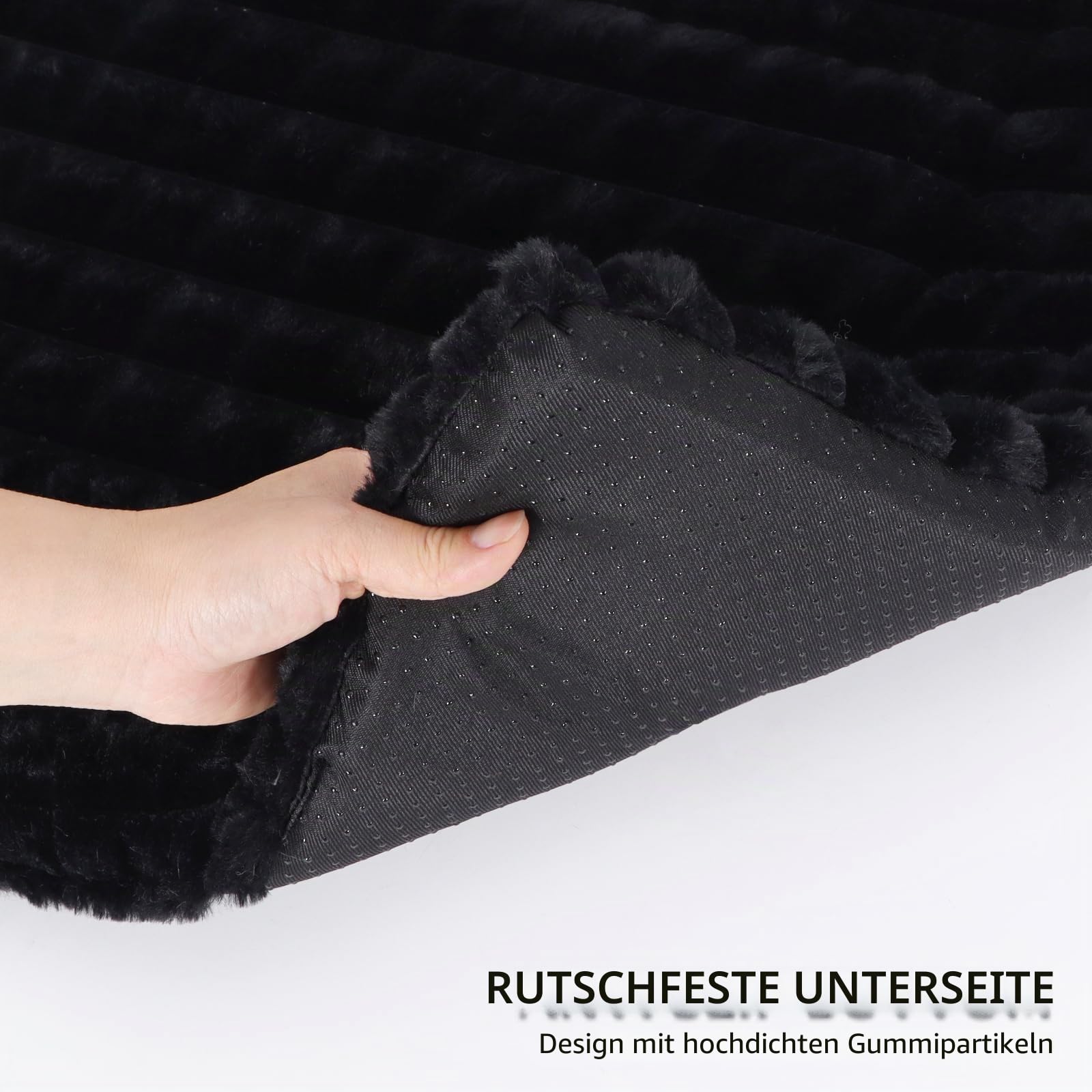 BVAGSS Flauschiges Orthopädisches Hundebett, Waschbar Hundematte, rutschfeste Unterseite, Plüsch Hundekissen Weiche und Warme Hundematte für klein mittel große Hunde XH082 (90x60cm,Schwarz)