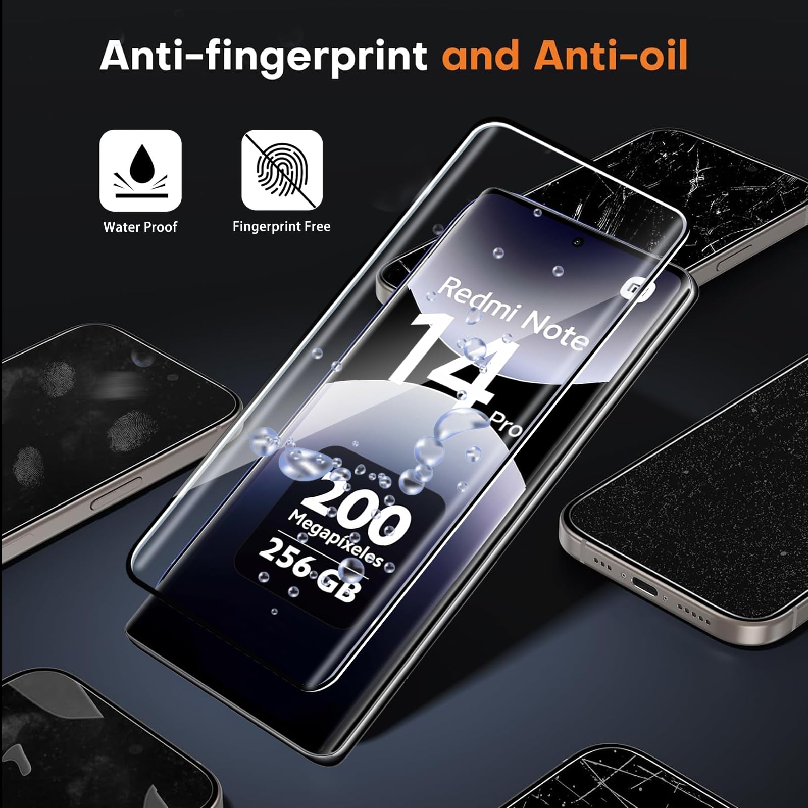 Pellicola Vetro Temperato per Xiaomi Redmi Note 14 Pro 5G(Non per 4G)/Xiaomi Poco X7 5G, 2 Pezzi Pellicola Protettiva e 2 Pezzi Pellicola Fotocamera, Durezza 9H,Anti Graffio, Anti-Impronte