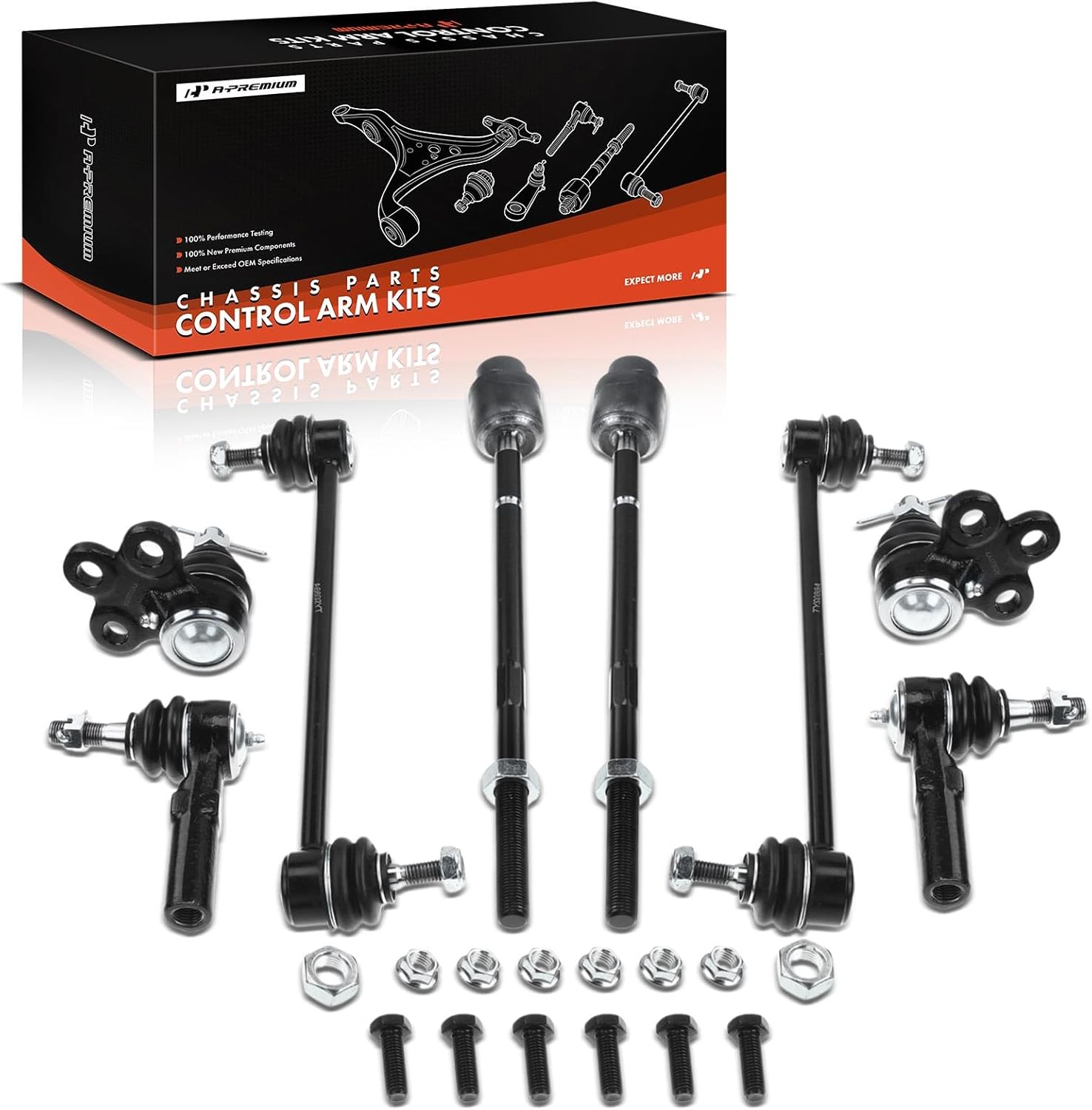 A-Premium Set of 8, Front Sway Bar Link, Lower Ball Joint, Inner Outer Tie Rod End, Compatible with Cadillac DeVille 1997-1999, Seville 1997, Eldorado 1997-2002