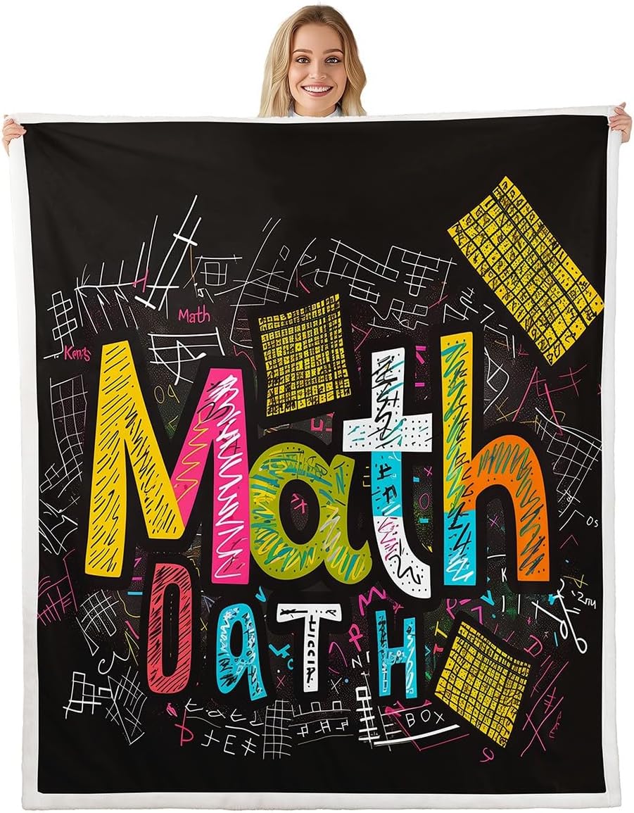 Erosebridal Math Fleece Bed Blanket Twin 60"X80" Mathematics Formula Sherpa Blanket for Kids Boys Girls Mathematical Symbol Throw Blanket Science Education Theme Fuzzy Blanket Room Decor