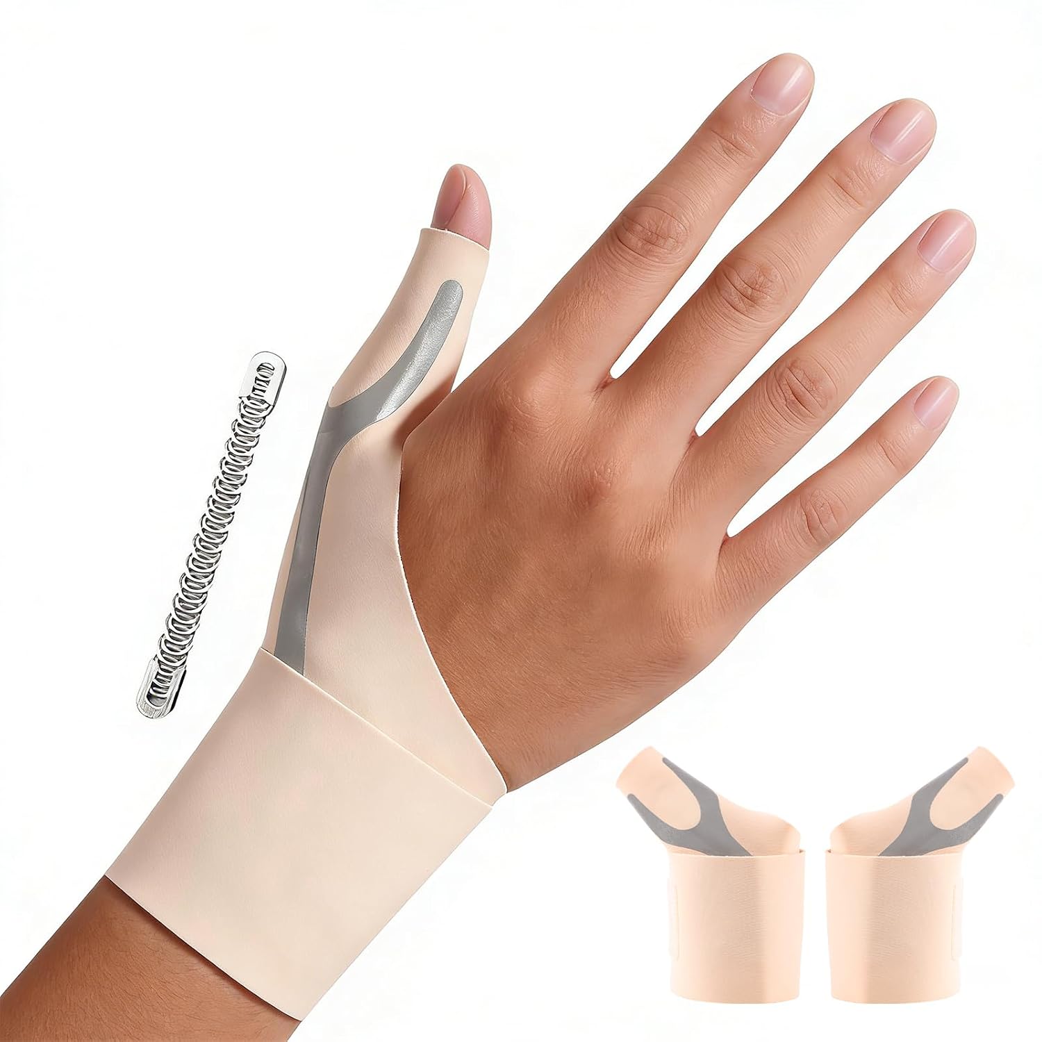 Ultra-Thin Thumb Wrist Brace (1 Pair) - Adjustable Compression Sleeve for Tendonitis & Carpal Tunnel Relief, Flexible Thumb Support for Daily Use, Sports & Arthritis Pain, Comfortable & Breathable Fit for Men and Women ( Beige ,S)