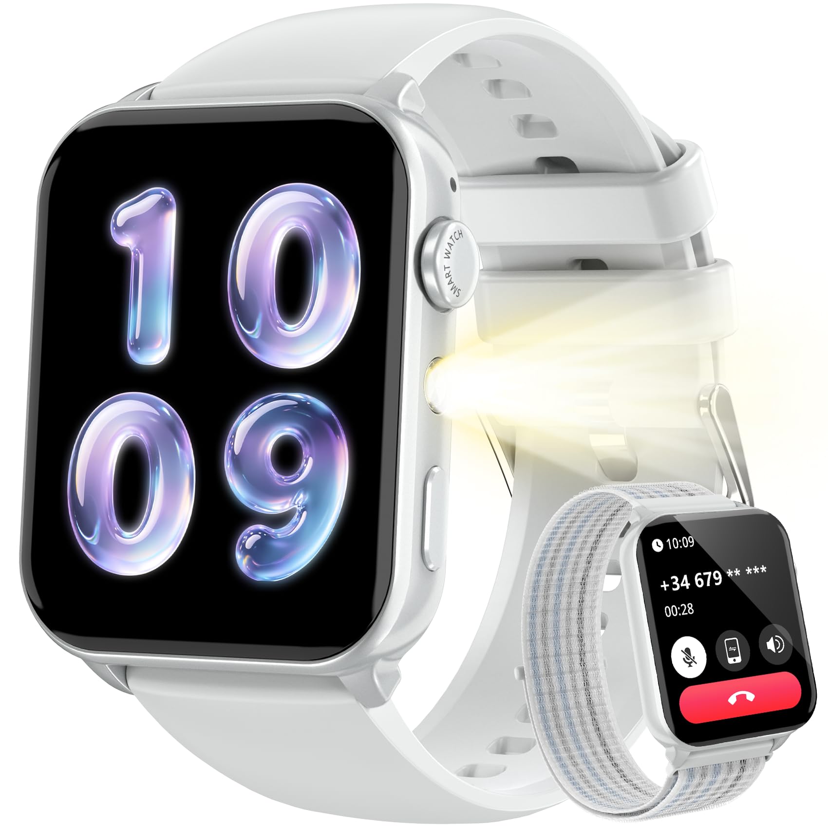 Blackview Smartwatch Uomo Donna, Effettua e Rispondi alle Chiamate,1,91'' Orologio Intelligente 100+ Modalità Sportive/Sonno/Cardiofrequenzimetro/SpO2/ Torcia per Android IOS