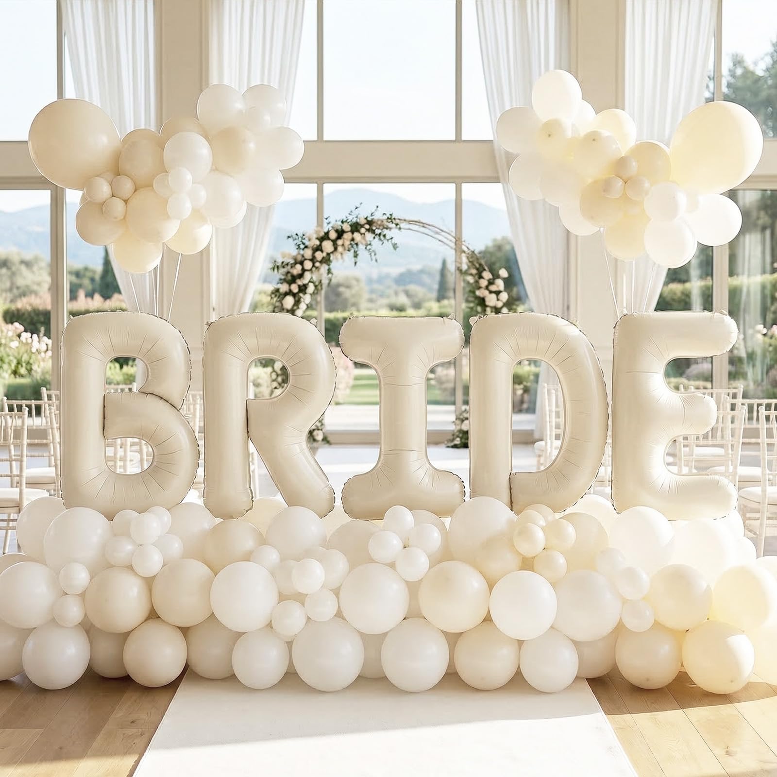 Biapian 101,6 cm große Braut-Buchstaben-Luftballons, große cremefarbene Braut-Folienballons, 5 Stück, riesige Folienballon, Helium, für Hochzeit, Brautparty, Jahrestag, Verlobung,