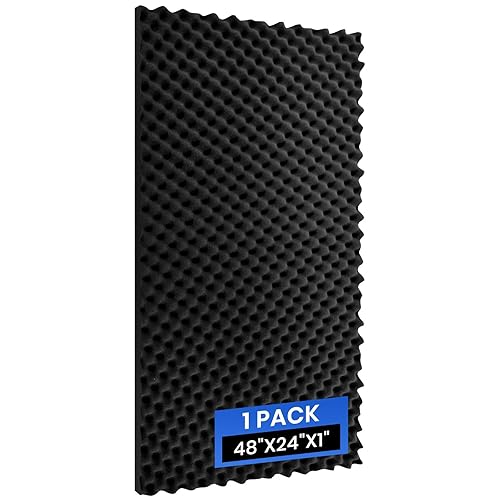 Focusound 1 Pack Acoustic Foam Panels, 48''X24''X1'' Egg Crate Sound