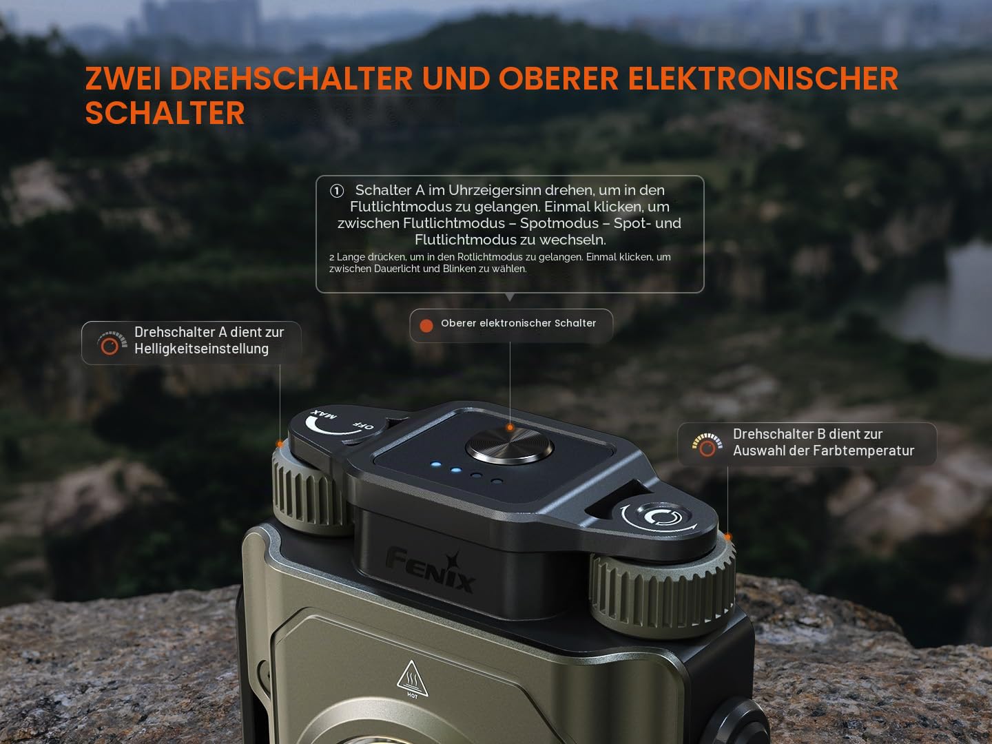 Fenix CL27R LED Campinglampe Aufladbar,1600 Lumen,USB-C Wiederaufladbare,180M,IP66 Wasserdicht Dimmbar Campingleuchte,360°-Magnetgriff,Rotlichtmodus,285 Stunden max,Outdoor Tragbar Camping Zelt Grün