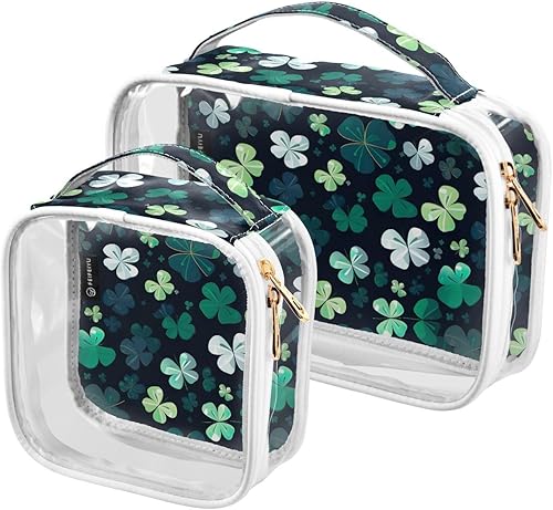 Clover Leaves Clear Toiletry Bag for Traveling,2 Pack Makeup Cosmetic Bag with Zipper,Travel Bag for Toiletries,Travel Essentials 21214635