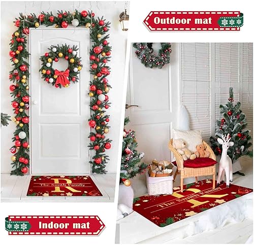 Miniatura 5 de Tapete de puerta de Navidad con nombre personalizado, tapete de bienvenida al aire libre, tapete de puerta personalizado de Navidad para interiores