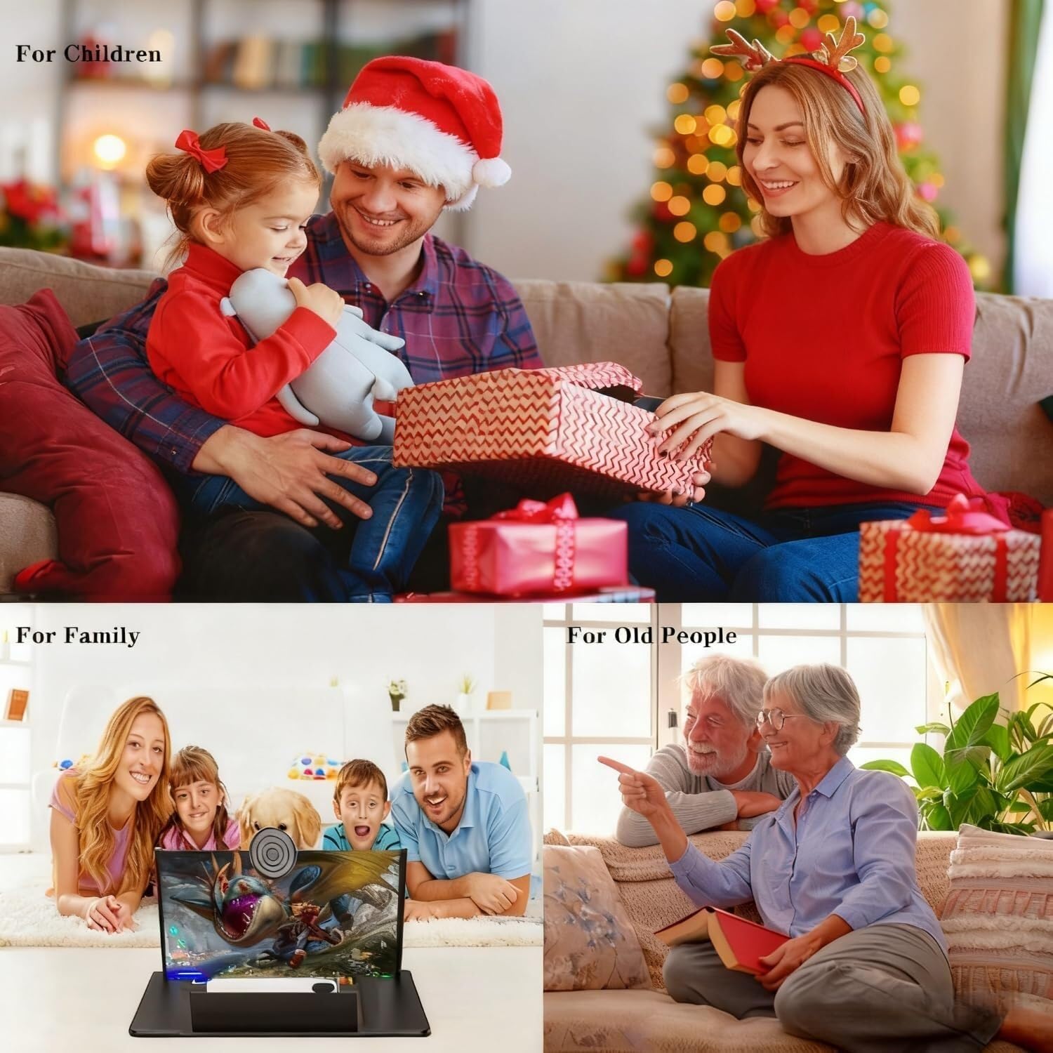 Lupa de teléfono de pantalla grande mejorada 2026, pantalla de proyector 3D HD para películas y videos, soporte plegable, lupa portátil para teléfono móvil, proyector blanco, 10 pulgadas