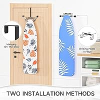 Vista 3 de Soporte para tabla de planchar para montaje en pared/sobre la puerta, colgador de tabla de planchar, soporte de pared de metal para cuartos