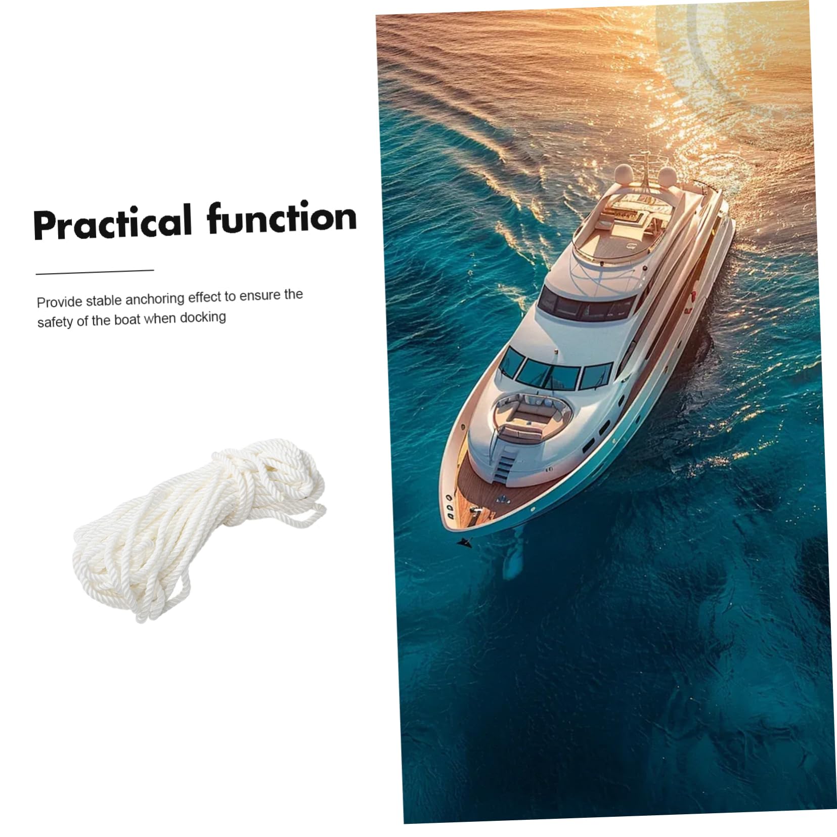 Sosoport Cuerda de Nailon Resistente para Líneas de Atraque de Embarcaciones, 12mm, Color Claro, Alta Resistencia, Versátil para Anclaje y Fondeo, Accesorios para Muelles de Barcos
