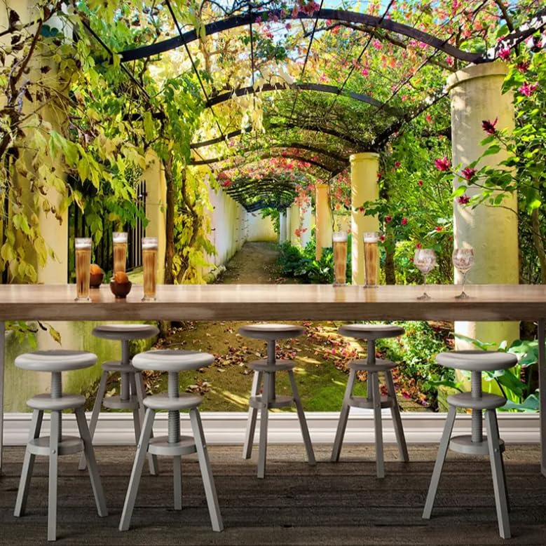 Papier peint grand salon 3D beau fond paysage de jardin mural