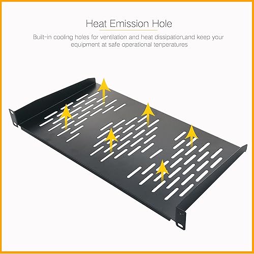 Miniatura 7 de RIVECO Estante de montaje en pared y piso de 8U + 2 estantes voladizos de 9.843 in de profundidad