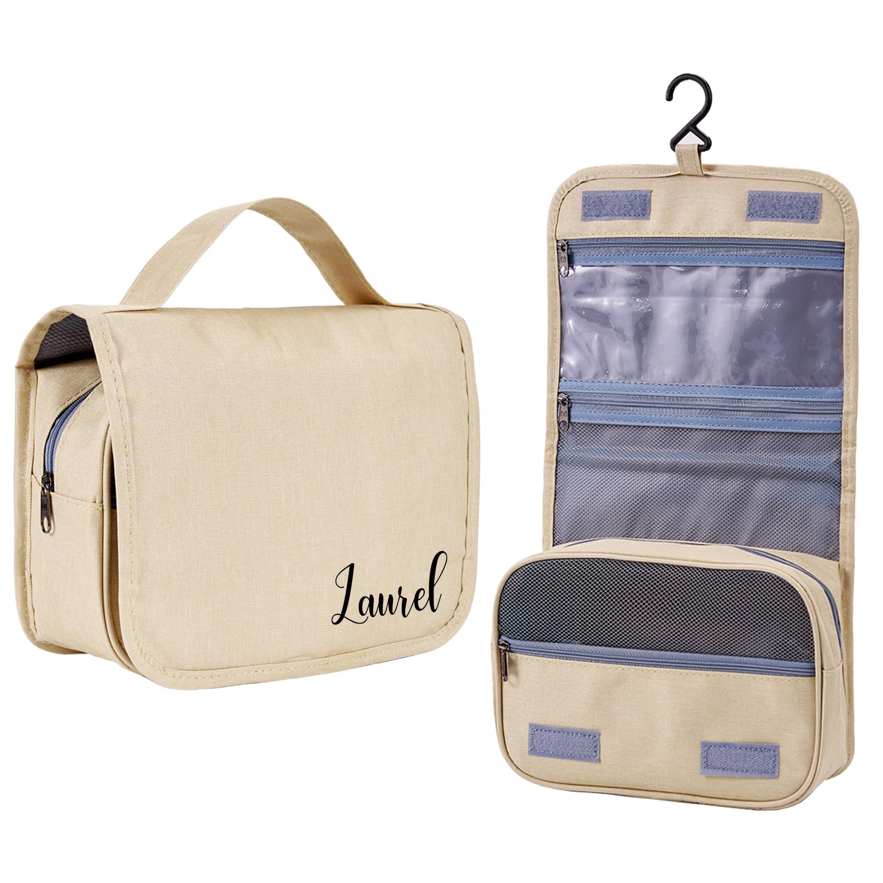 Relosy Personalized Toiletry Bag - Large Capacity Cosmetic Bag with Hanging Hook,Waterproof Travel Makeup Bag,Makeup Organizer for Women,Travel