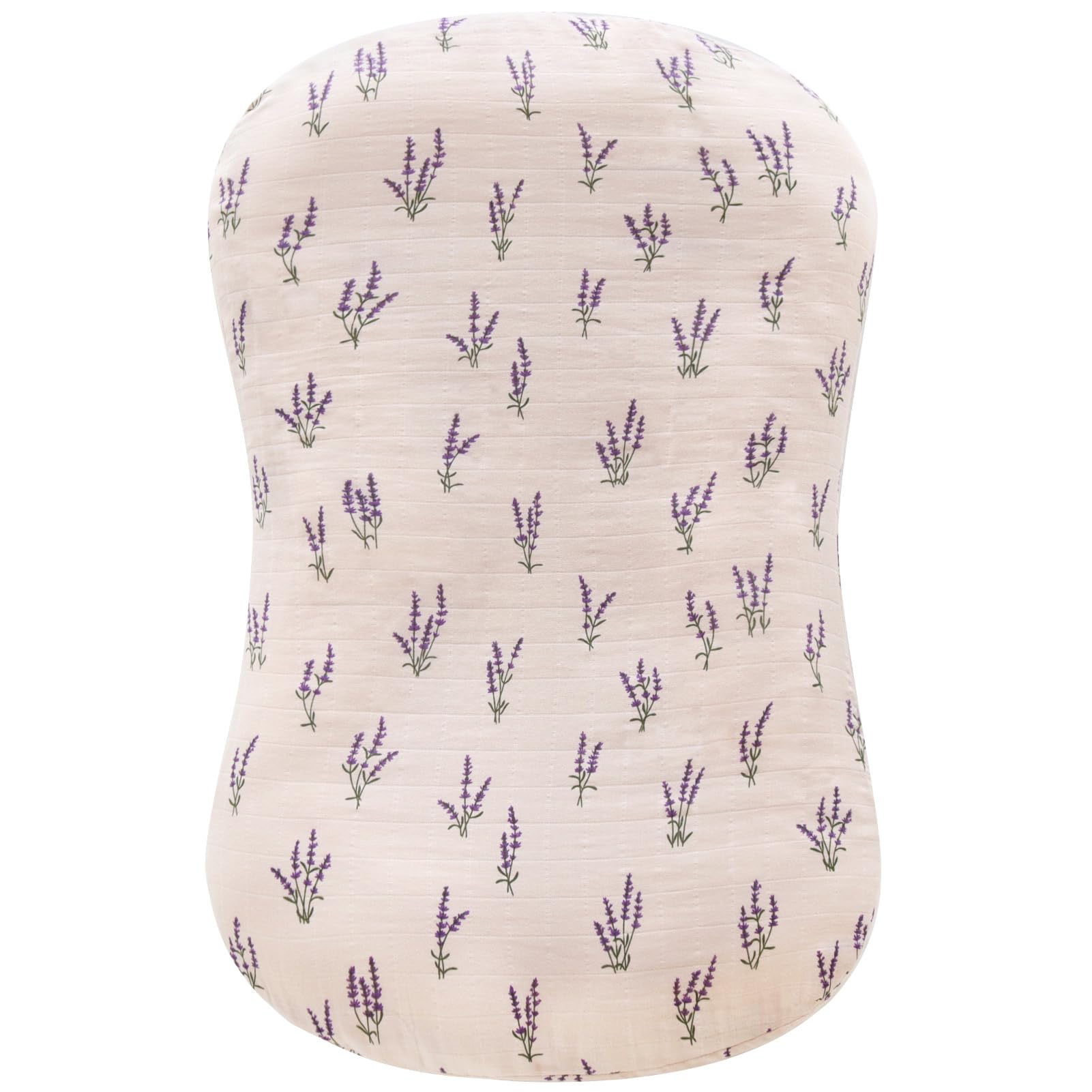 LifeTree Muslin Baby Lounger Cover, Newborn Slipcover Lounger Cover for Boys Girls Infant, Soft Organic Cotton, Cover Only, Lavender Pattern