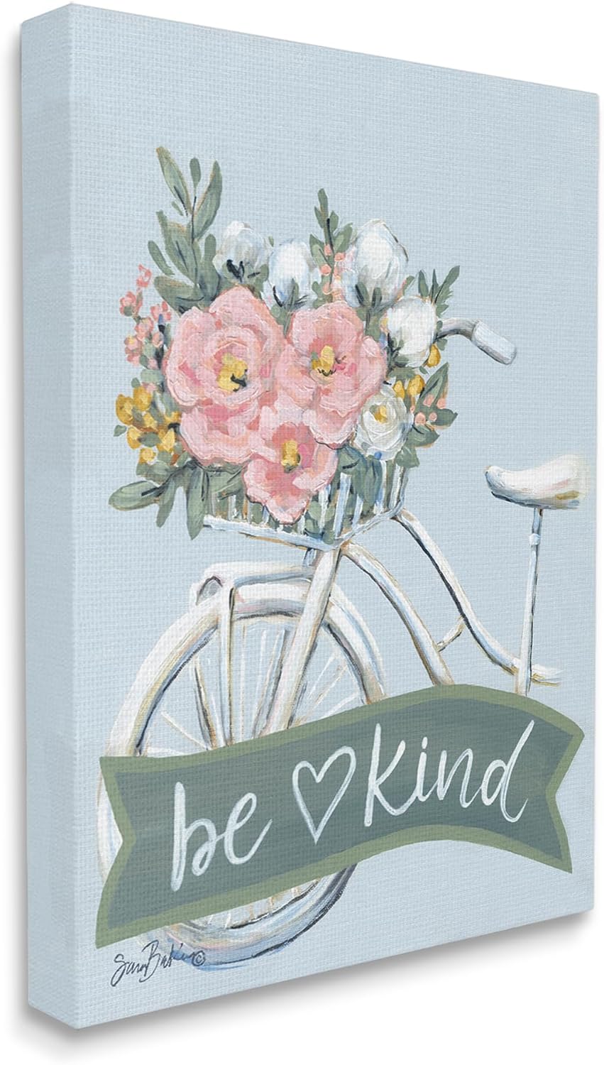 Stupell Industries Be Kind Floral Bicycle Canvas Wall Art Design by Sara Baker