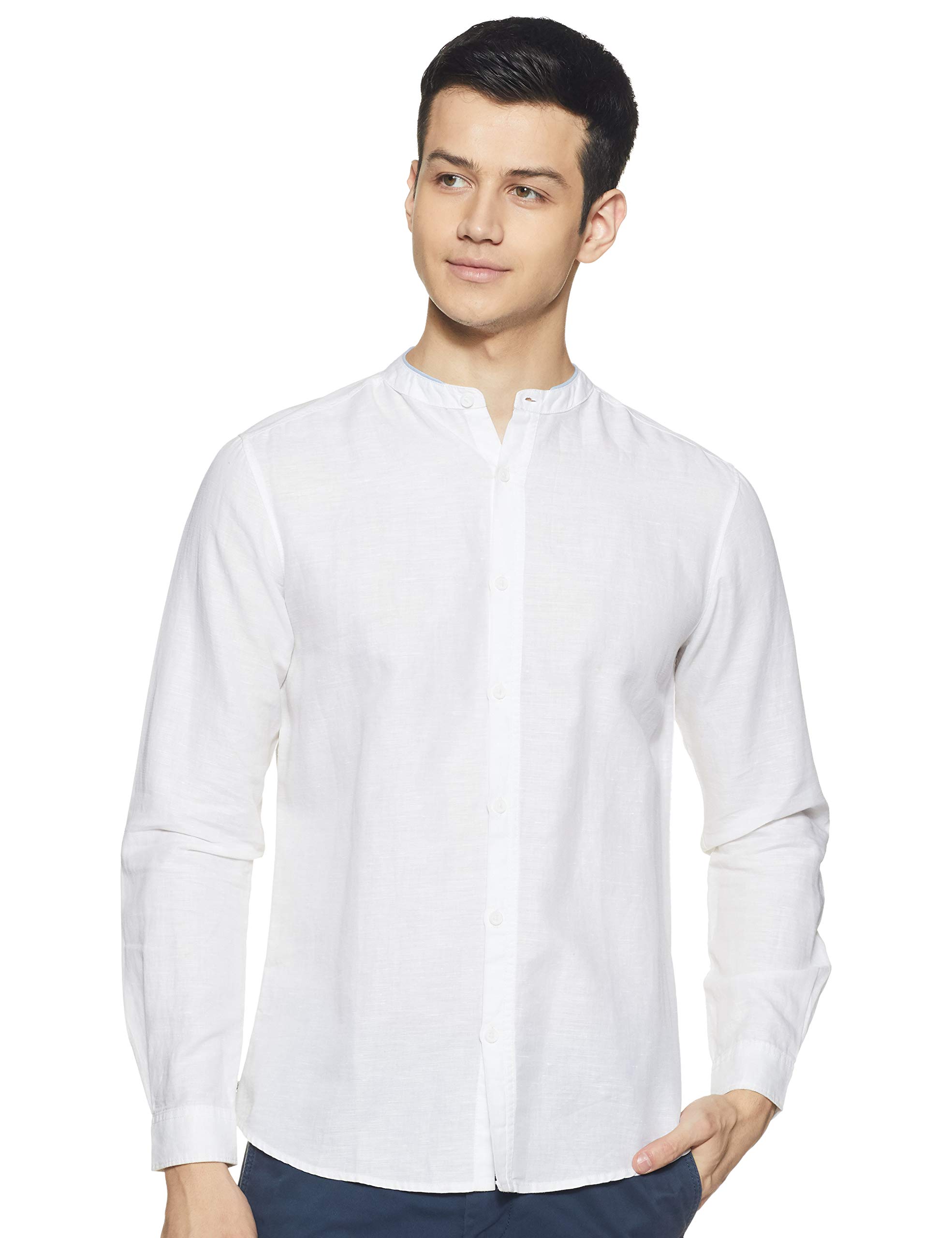 Spykar Men's Solid Slim Fit Shirts (MSH-01AI-006_White 4XL)