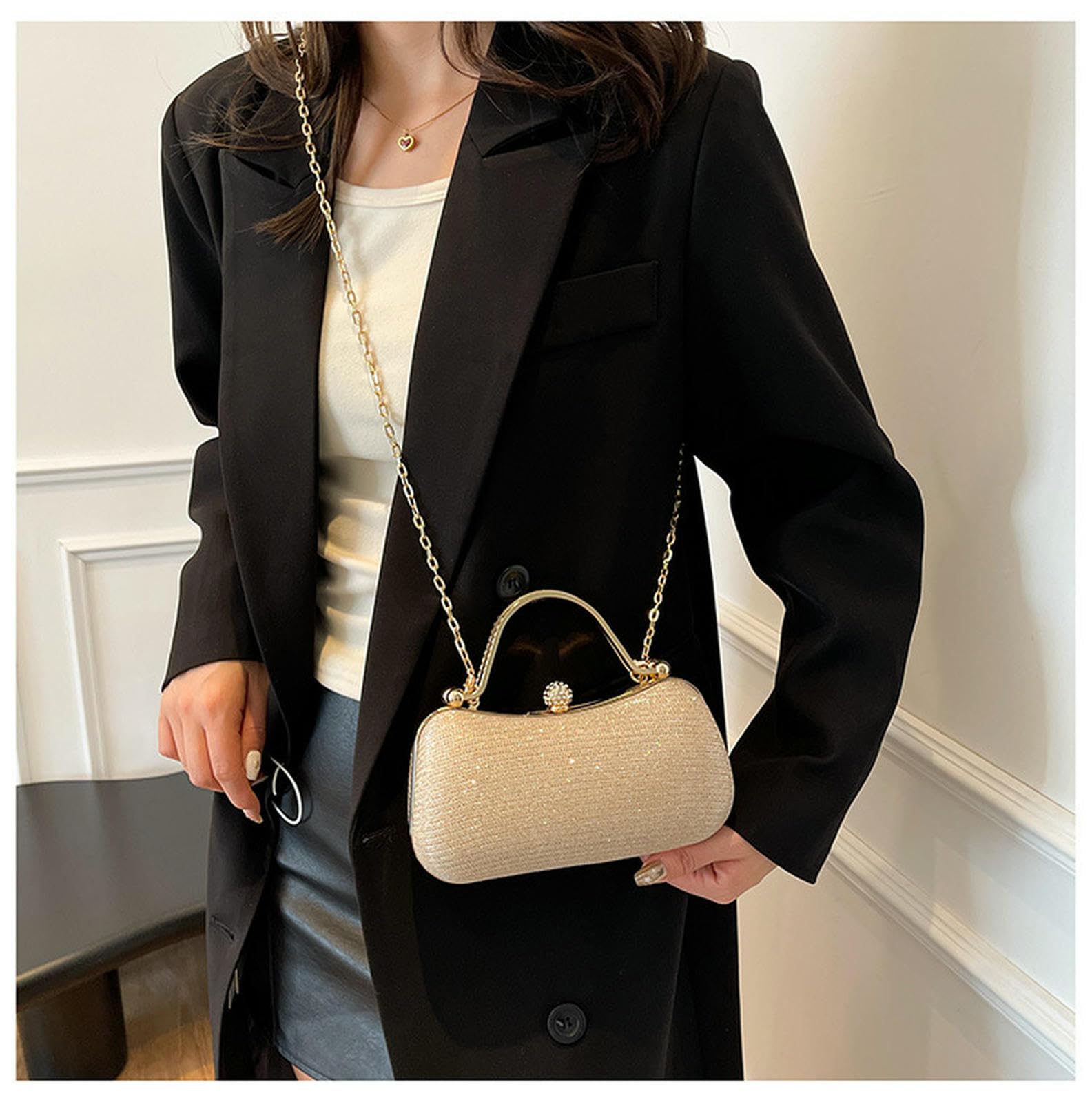 Damska torba z uszami niszowa torba modna modna łańcuszek wieczór ramię Crossbody