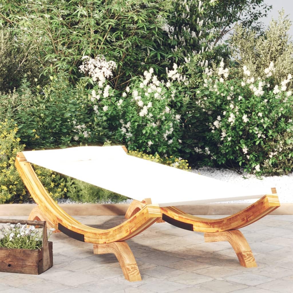 vidaXL Bugholz Loungebett mit Dach Sonnenbett Gartenliege Lounge Outdoor Bett Hängematte Sonnenliege 100x188,5x44cm Massivholz Creme
