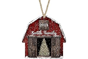 Personalized Red Barn Christmas Ornament