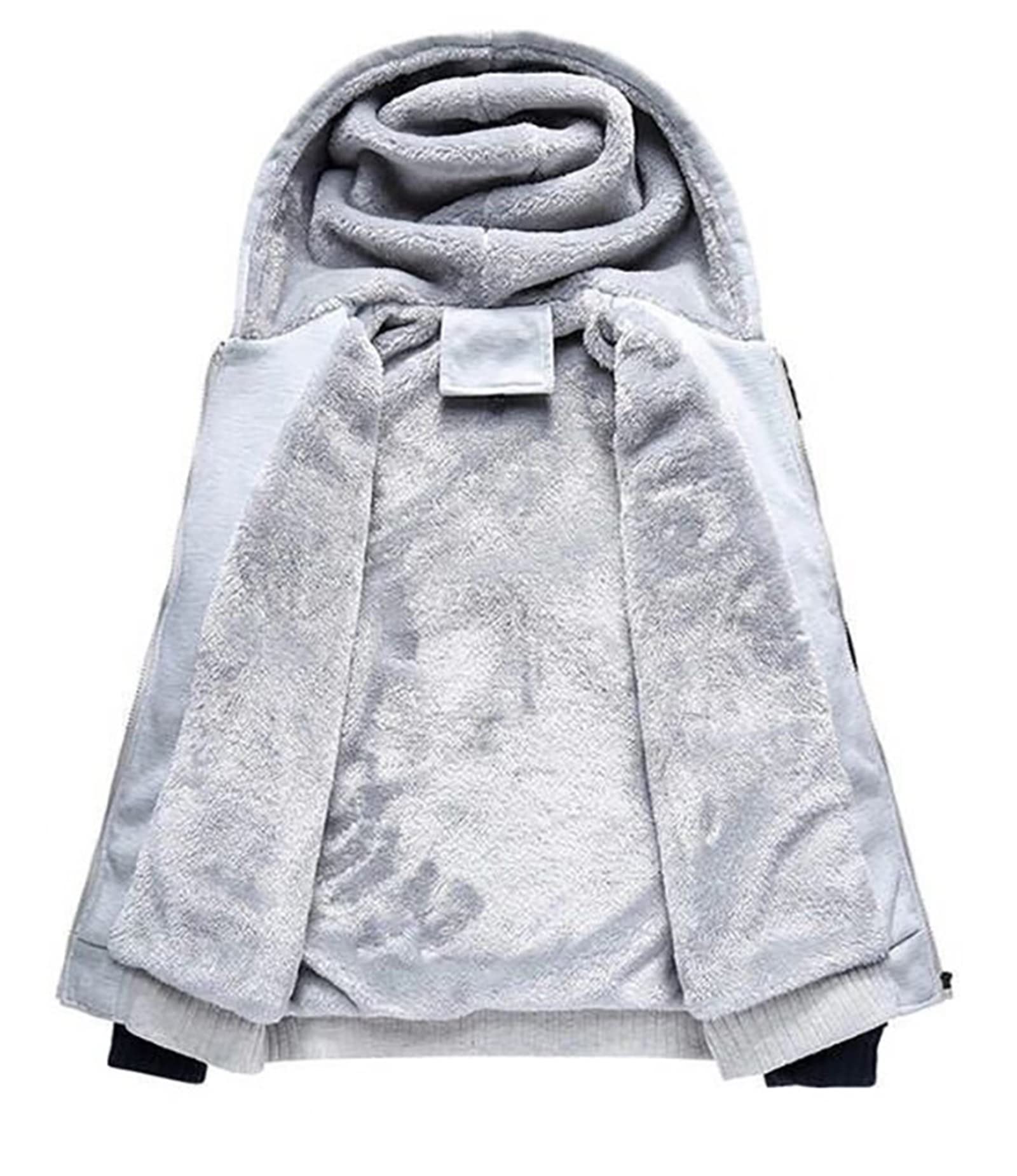 NJNJGO Męska bluza zimowa z zamkiem na całej długości, polarowa podszewka sherpa, ciepła kurtka dla mężczyzn i kobiet, M-4XL
