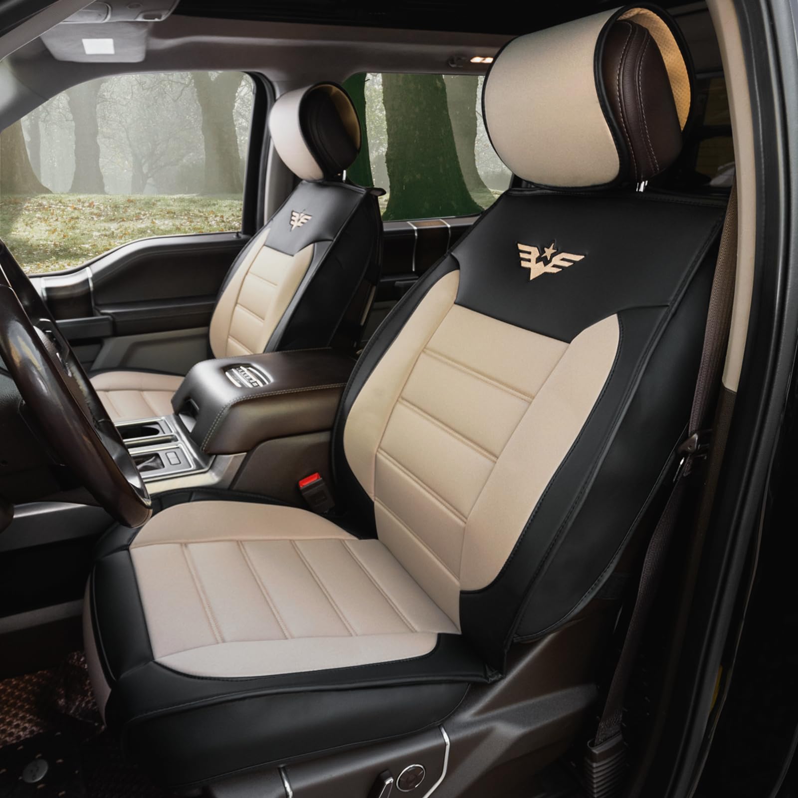 LPI Truck Heavy Duty Premium Truck Seat Covers for Full-Size Truck SUV, Padded Seat Cover with Bottom Wrap-around, Front Seat Protector; Front & Rear