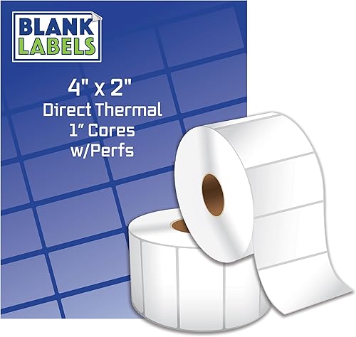 Rollo de etiquetas térmicas directas de 4 x 2 pulgadas para Zebra 2844 ZP-450 ZP-500 ZP-505, núcleos de 1 pulgada. Marca Blank Labels 4x2 fabricada