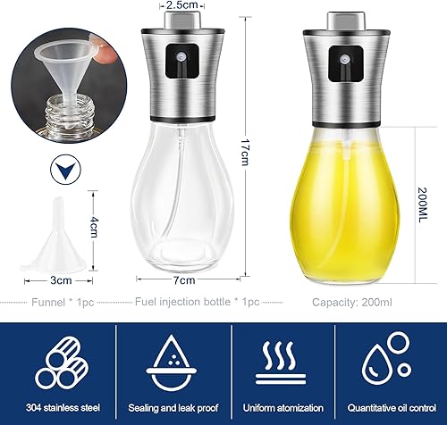 Miniatura 2 de Pulverizador de aceite para cocinar, rociador de niebla fina de aceite de oliva - Botella Mister de 6.8 fl oz para cocinar, hornear y freidora de