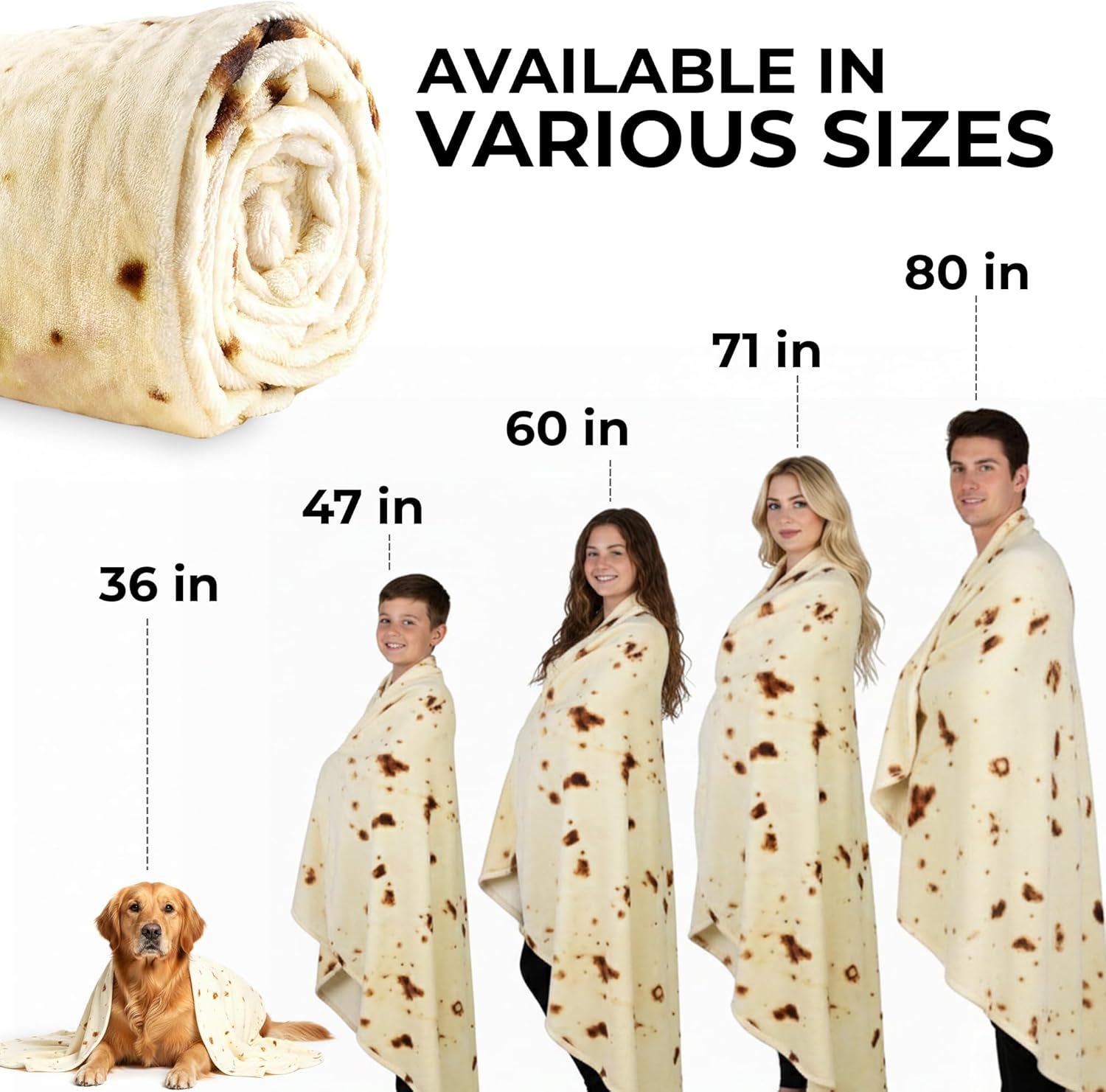 Zulay Giant Double Sided Tortilla Blanket with Tinfoil Packaging - Novelty Blanket for Adults & Kids - Soft Flannel Round Tortilla Blanket for Indoors, Outdoors, Travel, Home, 285 GSM - 60 Inches - Image 3