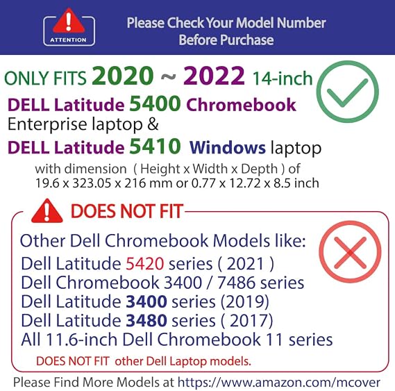 mCover Case for 2020~2022 14 Dell Latitude 5400 Chromebook Enterprise & Latitude 5410 Windows Notebook Computer Only (NOT Fitting Any Other Dell Models) - Aqua