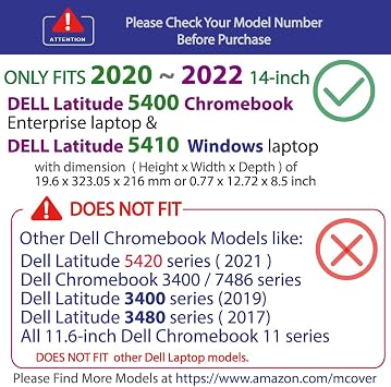 mCover Case for 2020~2022 14 Dell Latitude 5400 Chromebook Enterprise & Latitude 5410 Windows Notebook Computer Only (NOT Fitting Any Other Dell Models) - Aqua