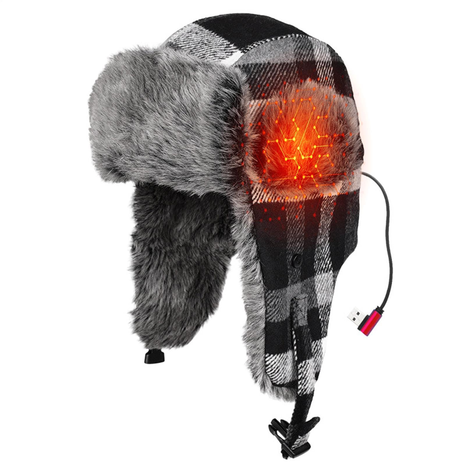Gorro Ushanka con calefacción USB, resistente al viento con orejeras | Cubierta para la cabeza sombrero Ushanka calentado - para adultos, adolescentes, hombres, él, ella, ciclismo, caminar, ir al