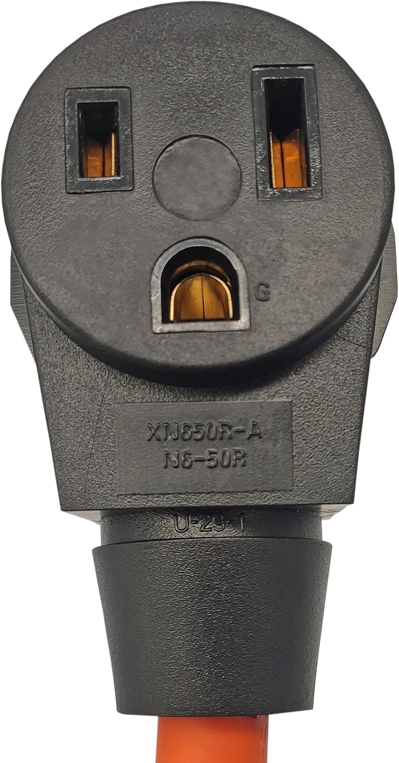 FC-52065 Male Generator or Household 3 Prong Plug to welder 3 Prong 6-50R 3 Prong to 3 Prong welder Adapter Cord NEMA 5-20P to 6-50R 20A 125V to 50A 250V Receptacle Output only 20Amp 125Volt