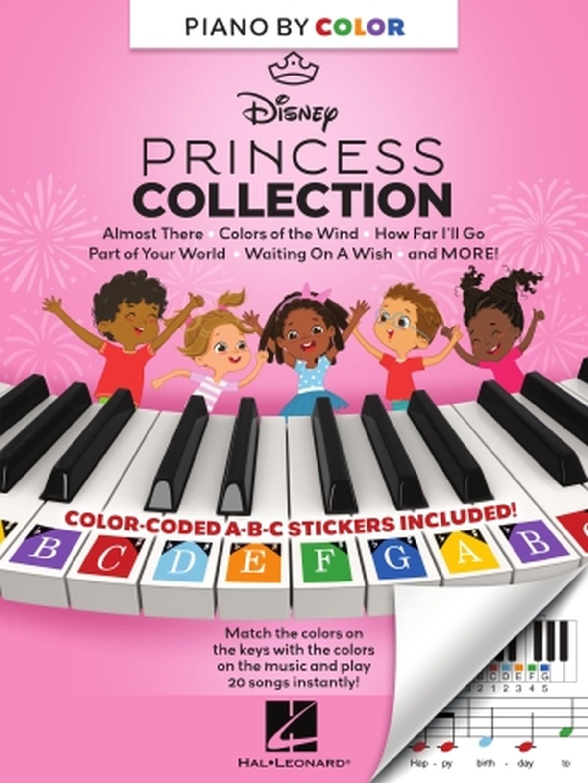 Piano-by-Color: Disney Princess Collection | Beginner Piano Songbook | Easy Color Guided Piano Sheet Music for Kids, Students and Families | Learn Piano Through Visual Method Fun Practice