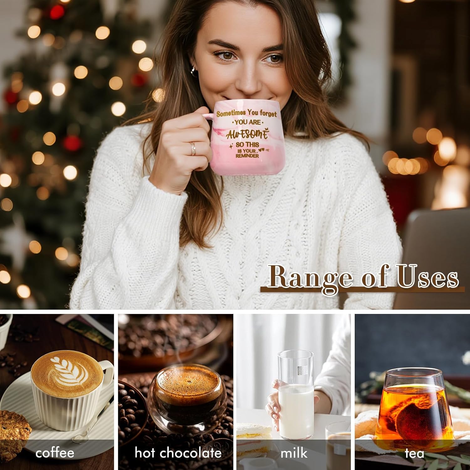 Coffee Mug Warmer & You are Awesome Mug Set, Coffee Gifts Set for Women Christmas, Coffee Warmer with 3 Temperature Setting, Coffee Warmer for Desk Auto Shut Off, Office Gifts for Women Christmas - Image 8