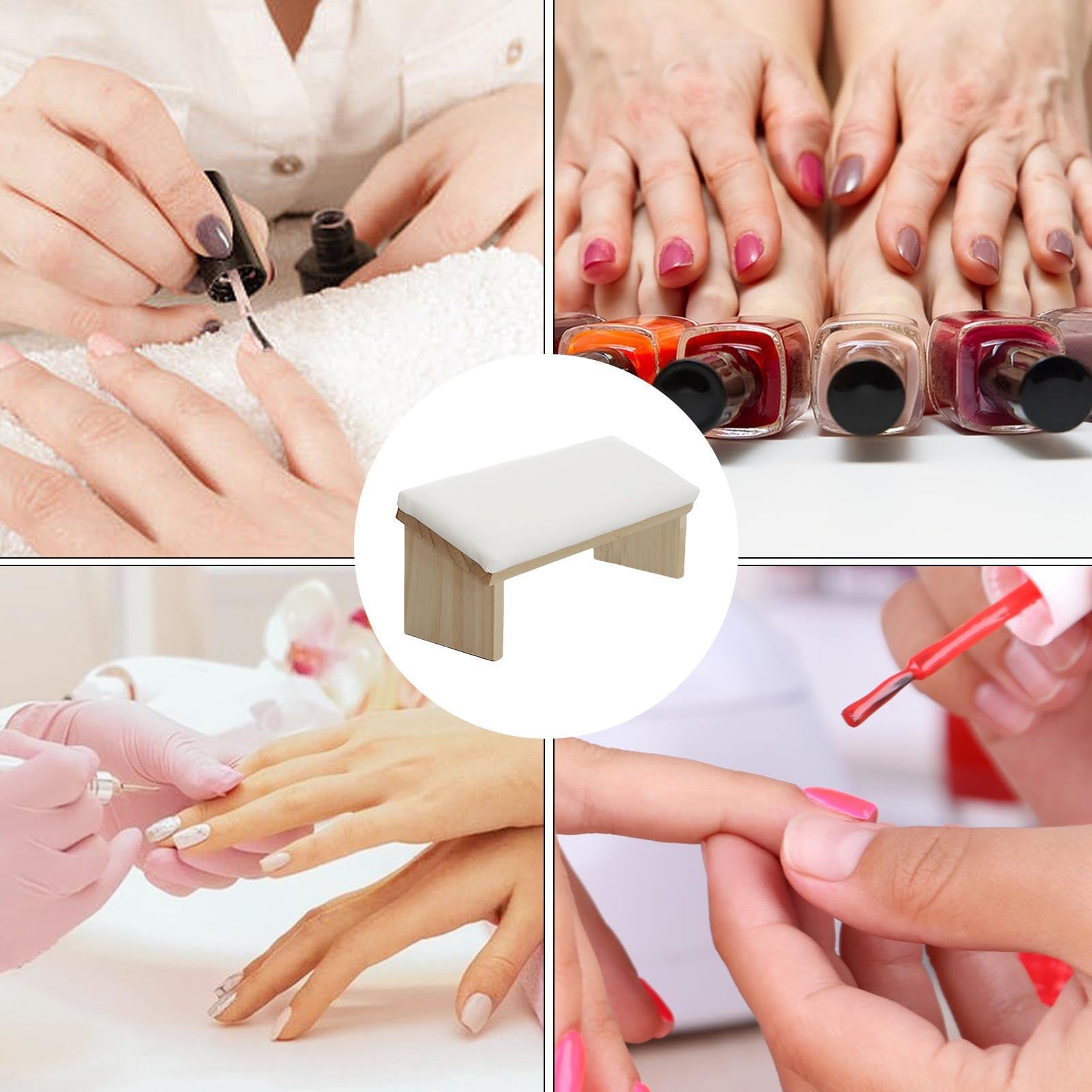 Bracciolo per tecnici delle unghie, comodo per manicure, poggiabraccia in pelle PU, design smussato in legno PU, supporto robusto per la casa