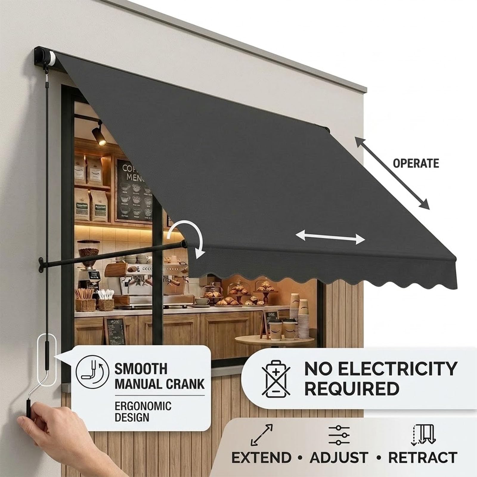 Tenda da Sole Retrattile Manuale per Finestre e Porte con Protezione UV