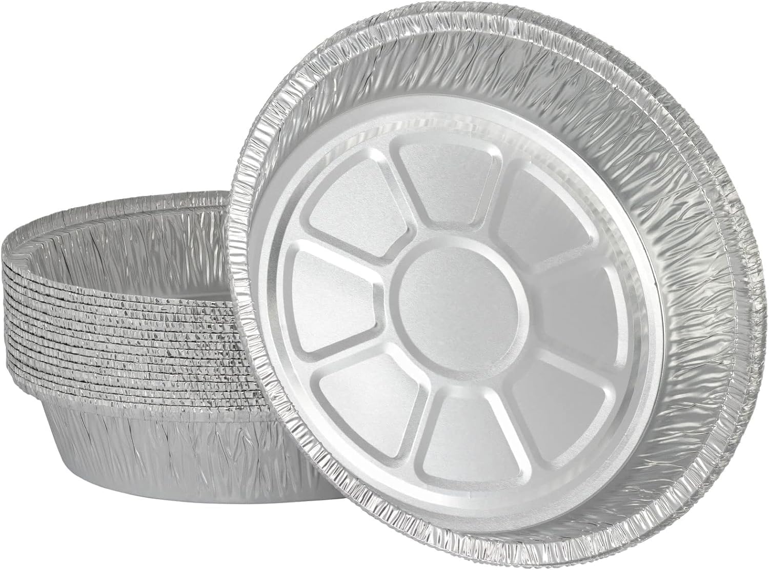 DCS Deals Bandejas redondas de papel de aluminio desechables de 22,8 cm, aptas para congelador y horno, para hornear, cocinar, almacenar y recalentar, paquete de 500 unidades