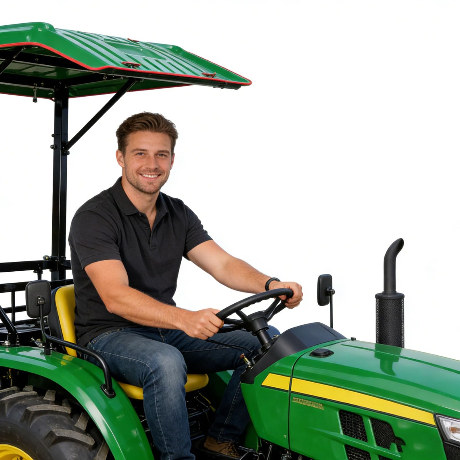 Universal Traktor Baldachin - Langlebige Eisenplatte Rasenmäher Sonnenschutz Regenschutz 146 cm x 168 cm, inklusive Diagonalverstrebung und Schrauben für Kompakttraktoren und Rasenmäher