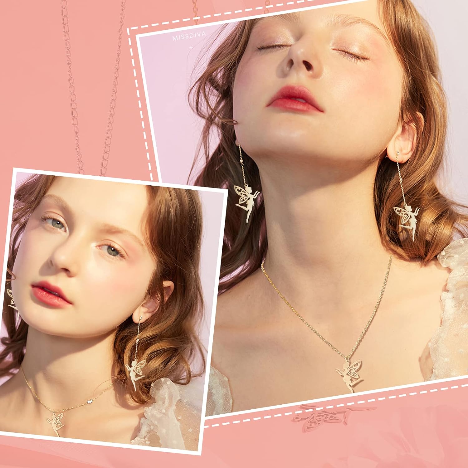 DICOSMETIC Fairy Charms Stainless Steel Golden Colorful Fairy Angel Charms Pendant with 1.8mm Hole for Earrings Bracelets Necklace DIY Craft Jewelry Making