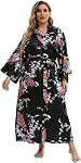 Women's Plus Size Long Satin Robes Plus Size Long Silk Robes Kimonos Sleepwear Dressing Gown