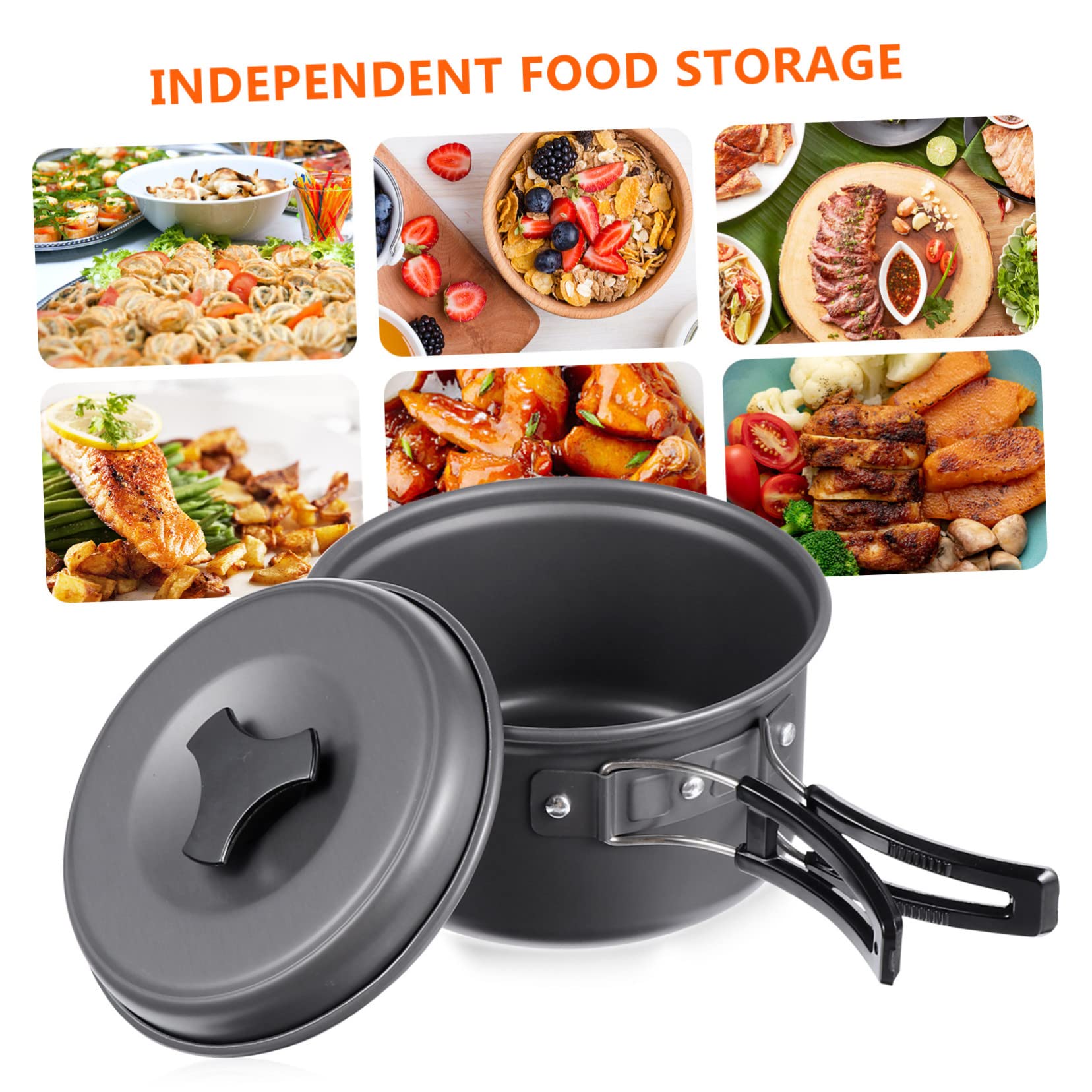 Mipcase Backpacking Cookware Set 2-Person Camping Pot and Pan Kit Portable Stove Outdoor Cooking Tools
