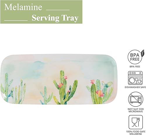 Miniatura 4 de UP ware - Bandeja rectangular de melamina de 15 pulgadas, bandeja para alimentos sin BPA (Cactus)