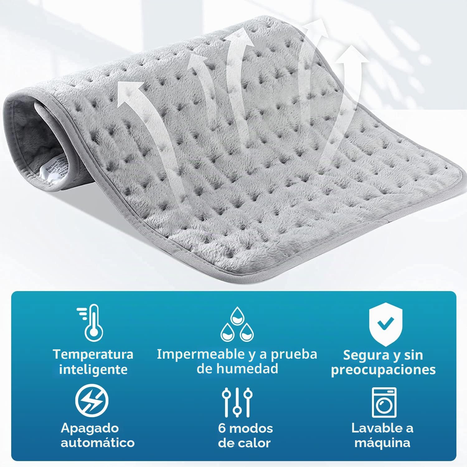 Cuplu 76x40 cm Extra Grande Mantas Termica Eléctrica - Manta Electrica Lumbar con Función de Apagado Automático, Calefacción Rápida - Almohadilla Eléctrica para Lumbares, Espalda, Hombros, Abdome